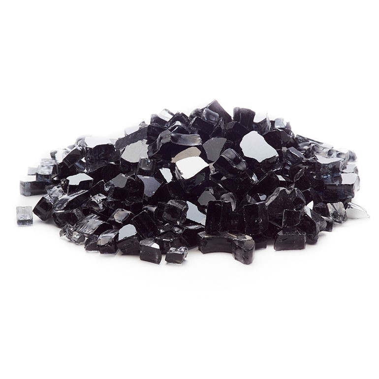 picture of black reflective fire glass