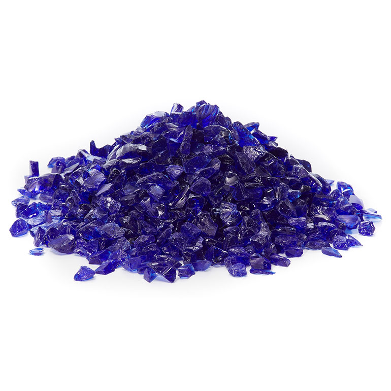 picture of small cobalt blue fire glass