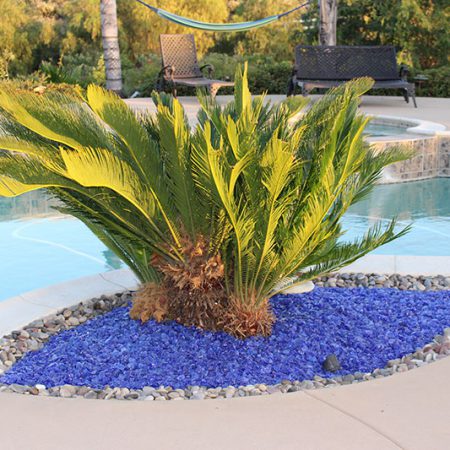 Landscaping glass is a great compliment to rocks and pebbles.
