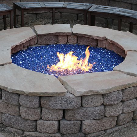 Outdoor Fire Pit - Cobalt Blue Reflective Fire Glass (¼ inch) 
