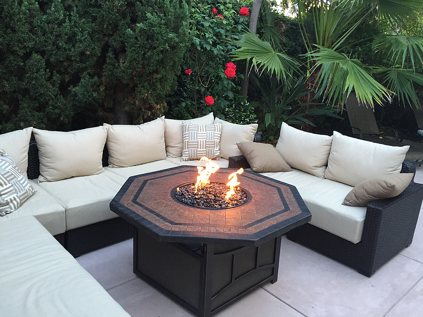 picture of Outdoor Fire Pit with Black Fire Glass