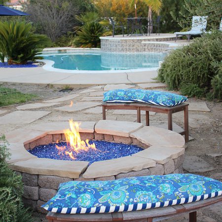 Outdoor Fire Pit - Cobalt Blue Reflective Fire Glass (¼ inch)
