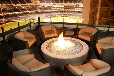 picture of corporate building fireglass fire pit