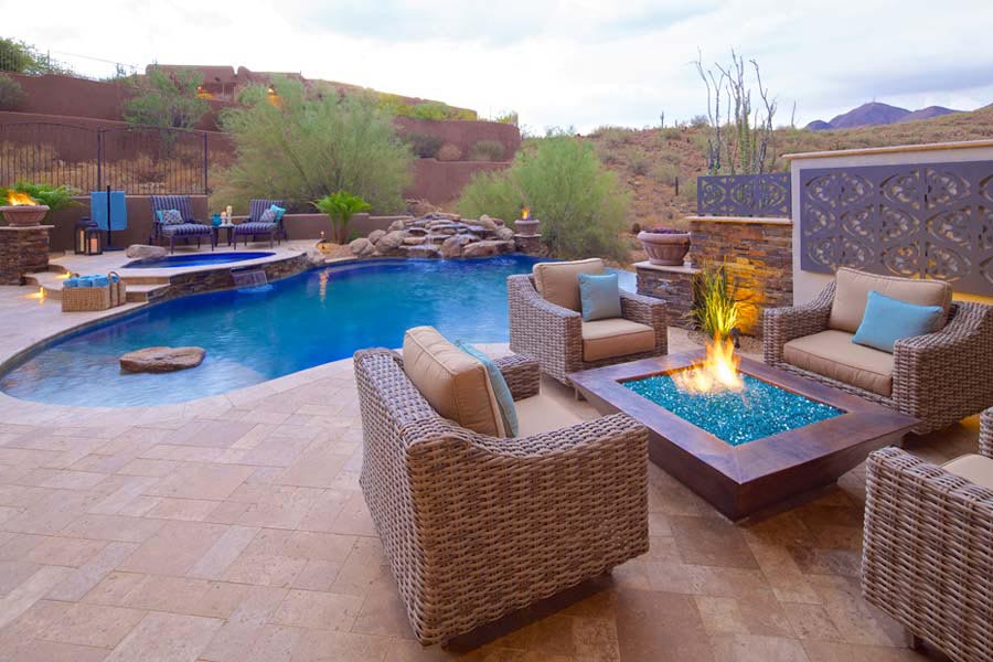 backyard design with fire pit