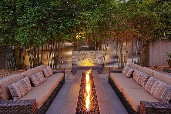 concrete fire pit and seating area