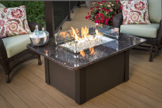 fire glass and outdoor seating