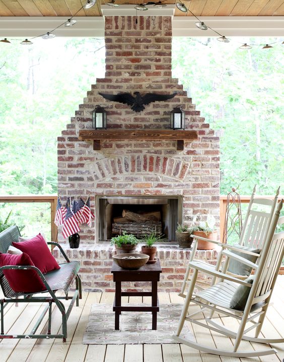 outdoor brick fireplace 