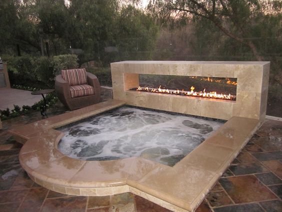 hot, tub, fire